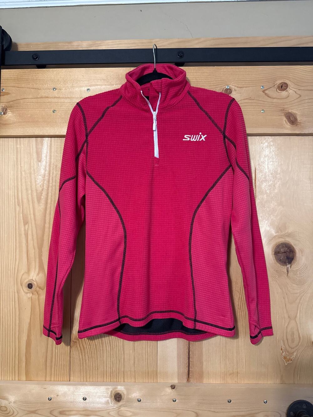 Swix Femme Pink Waffle Grid Long Sleeve 1/4 Zip Athletic Top Size S Women’s